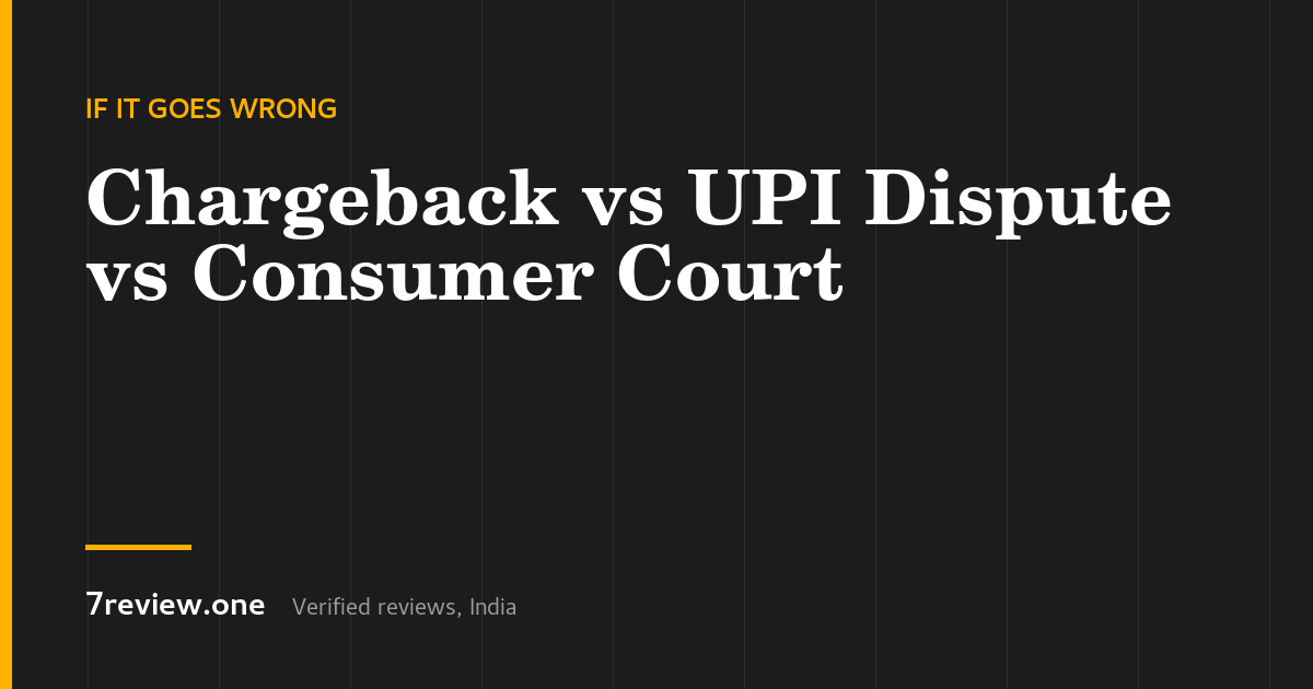 How to Get Your Money Back: Chargeback vs UPI Dispute vs Consumer Court
